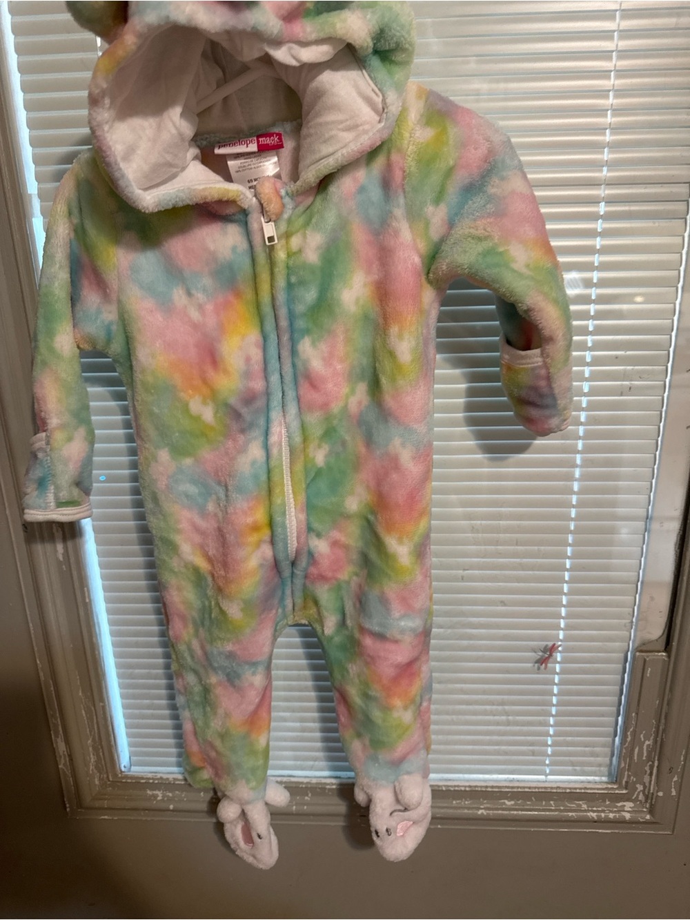 Penelope Mack Plush Hooded Footie in Pastel Tie-Dye
